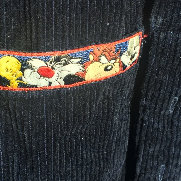 Navy corduroy Looney Toons button-down short - Picture 4 of 6